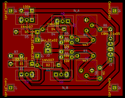 PCB layout of the H-bridges.