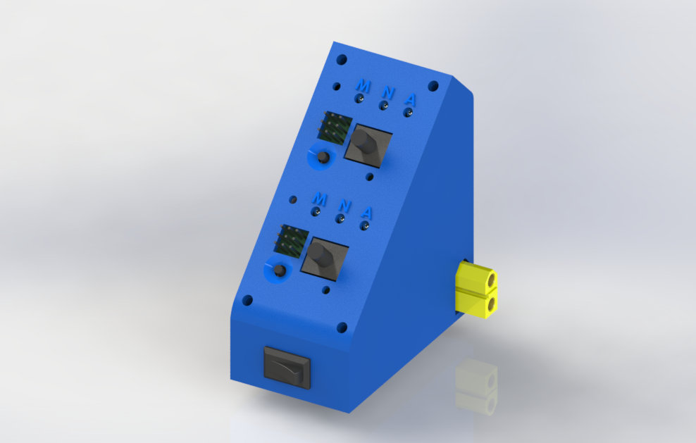 3D render of the servo tester module in SOLIDWORKS