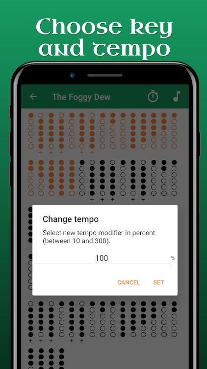 Settings (key and tempo).