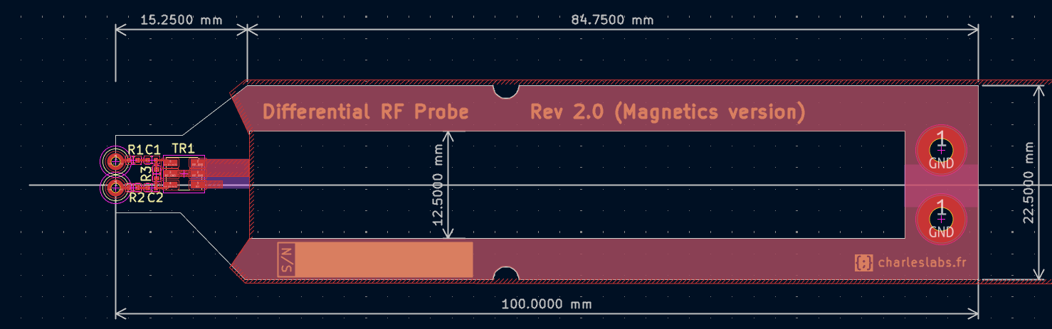 PCB of the probe in KiCad 10.