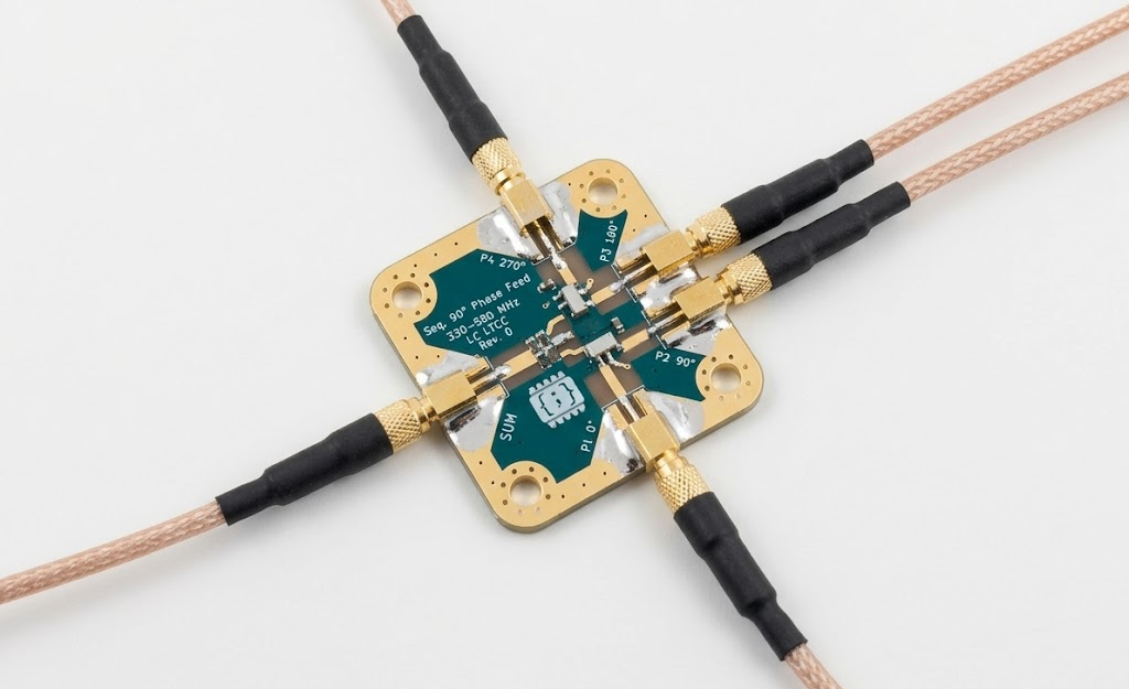 Realized PCB rev. 0 of the quadrature feed network